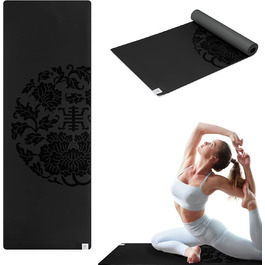 Килимок для йоги Gaiam Sol Dry-Grip для гарячої йоги та інтенсивних тренувань, 78' x 26' x 5 мм, чорний (XL)
