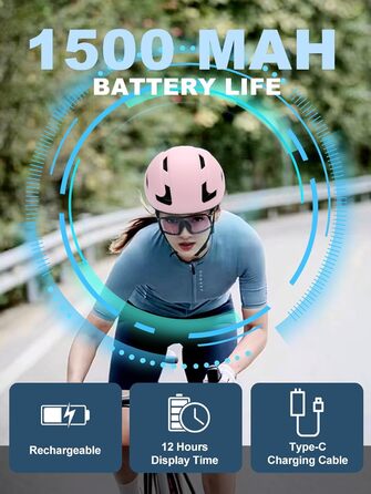 Розумний велосипедний шолом TMEOIIPY з LED-дисплеєм, USB-зарядкою та пультом керування поворотниками для дорослих (чоловіків і жінок)