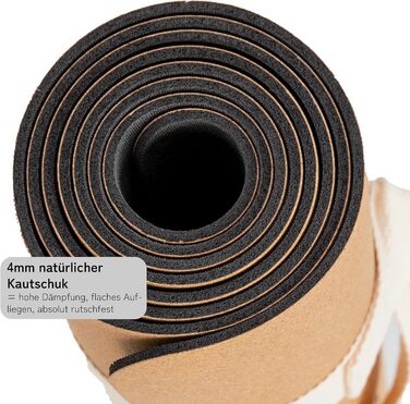 Йога мат Premium Kork: з натурального каучуку та корку | 100% натуральний та екологічний | 183 x 66 x 0,4 см | з чохлом для перенесення | неслизький | безпечний | без TPE | міцний та довговічний