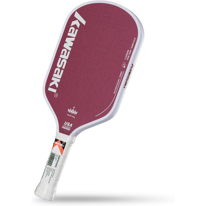 Рікетбол ракетка Kawasaki T700 з карбоновою поверхнею 14 мм, серцевиною з PP Honeycomb (CFS), схвалена USAPA, для змагань, з чохлом/намотуванням (серія King 6) Коричнева
