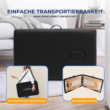 Крісло-масаж SereneLife складне - 3 зони, дерев'яний каркас, регулювання висоти, чорний колір. Портативне, з сумкою, PU-обтягнення та піна. Для велнес, косметології та терапії