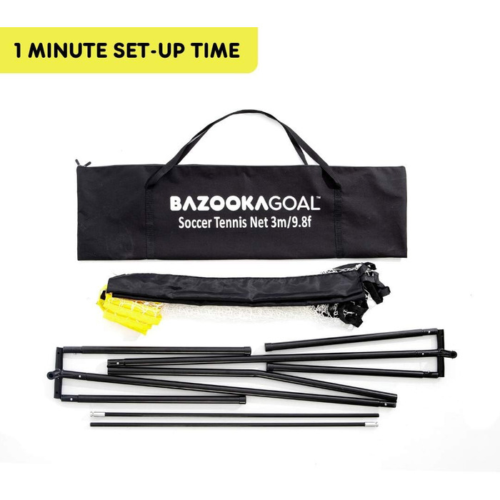 Набір сітки для тенісу, волейболу та бадмінтону BazookaGoal 300x100 см - регульована та складана