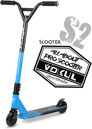 VOKUL TRII S2 Pro - Станкер для трюків, 100 мм колеса, хромолевий кермо, для дітей та дорослих, блакитно-чорний