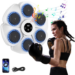 Музична боксерська машина Vulaop з LED підсвіткою та рукавичками, 9 режимів швидкості та Bluetooth, для тренування реакції та координації