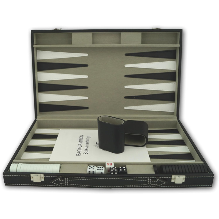 Набір для гри в нарди PrimoGames Attaché, штучна шкіра, фетрова підкладка, 48x38 см, з кубиками та стаканчиками