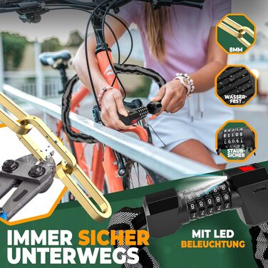 Замок для велосипеда MIVELO з цифровим кодом, 100 см, 8 мм сталь, для E-bike, MTB, шосе