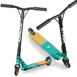 Самокат трюковий Apollo Genesis Pro X Competition (Mint/Gold) з колесами 110/120мм, підшипниками ABEC 9, алюмінієвим кермом - для професіоналів