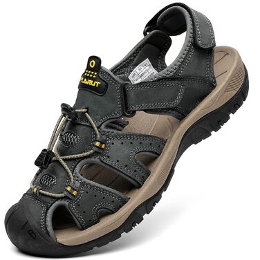 Чоловічі сандалі FLARUT для туризму та відпочинку, шкіряні, сірі (42 EU)