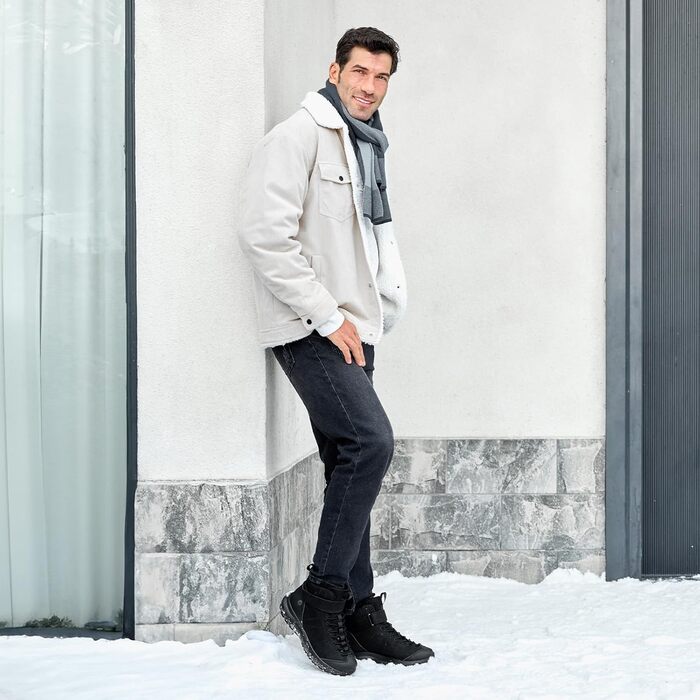 Зимові чоботи чоловічі FitVille широкі з клямками, неслизькі, теплі, для активного відпочинку, розмір 40-50 (46 EU X-широкі, чорні)