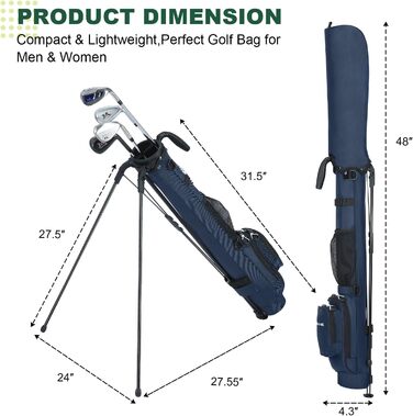 Гольф-сумка MAZEL з роздільником на 2 способи, 2 кишені, регульовані плечові ремені, високоякісний нейлон 900D, легкий матеріал, гольф-сумка-олівець для чоловіків та жінок (темно-синій)