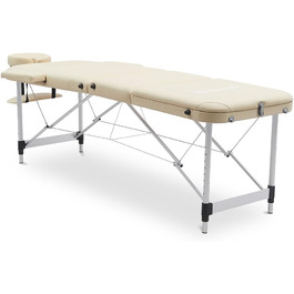 Масажний стіл SPORTINATOR® Premium 3-зонний, 4 см м'яка оббивка, регулювання висоти, навантаження до 180 кг, бежевий