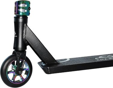 Трюковий самокат Cox Swain V-120 з колесами 120 мм, підшипники ABEC9, чорний/райдужний, нова топ-модель