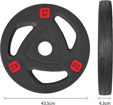 Олімпійські диски Ray 50 мм, пара грифів, гумові зі сталевим осердям і ручками, чорне покриття — сучасний фітнес-інвентар для дому