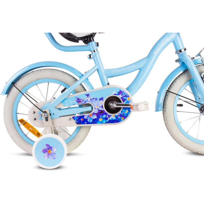 Дитяче велосипед Sun Baby Flower Bike для дівчаток, 16 дюймів, знімний ручка-штовхач, 2-6 років (Блакитний)