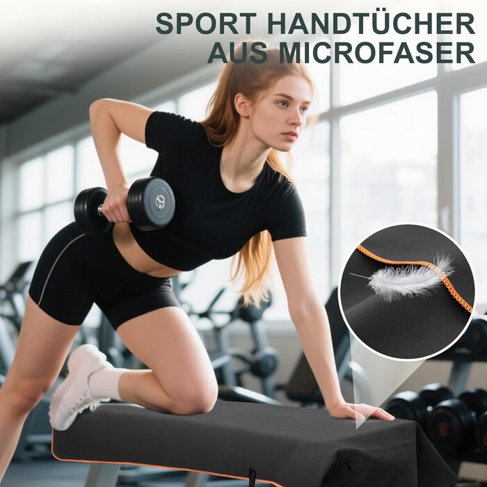 Набір спортивних рушників Jokisa Fitness 2 шт., 120x50 см з кишенею на блискавці, мікрофібра, швидковисихаючі для тренажерного залу, кемпінгу, подорожей (темно-сірий-жовтий)