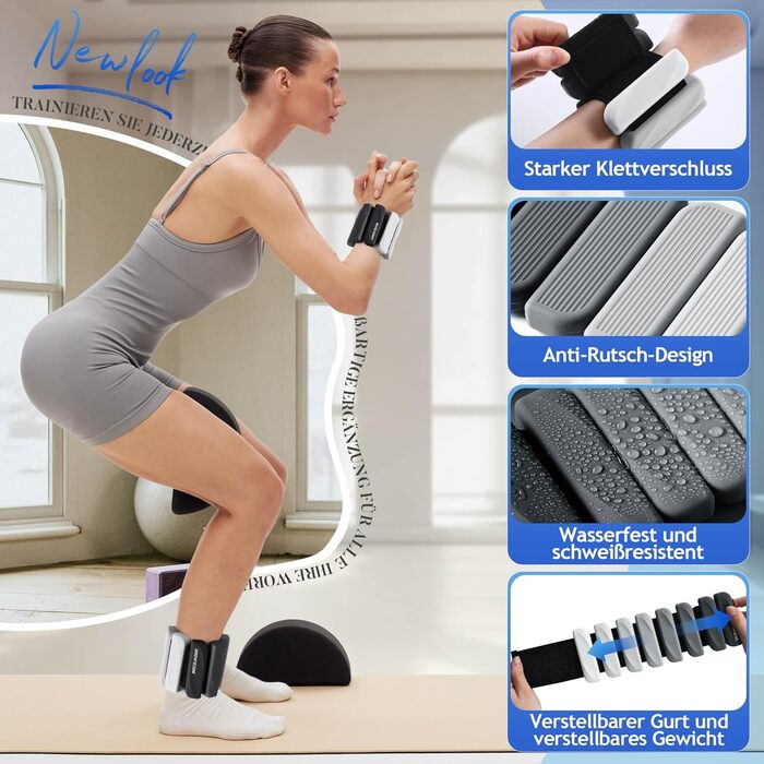 Ваги для ніг та рук BECOJADDE 0.45/0.9 кг (1.8 кг пара) - для кардіотренувань, бігу, фітнесу