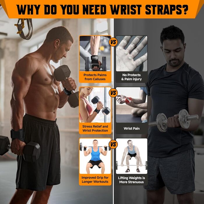 Напульсники для важкої атлетики COFIT, фітнес-напульсники, ремені для силових тренувань, підйомники для тяги, покращена фіксація та захист зап'ястя (чорний)