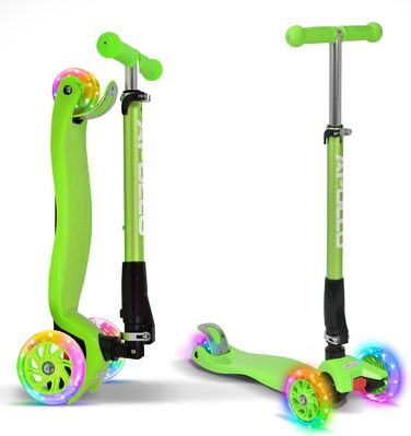 Дитячий самокат Apollo Kids Whiz з LED колесами, складаний, для хлопчиків і дівчаток від 3 років, безпечний, міцний, для дітей 3-6 років