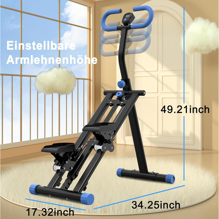 Сходи-степер з регульованим опором для дому – тренажер для кардіотренувань з LCD-дисплеєм та компактним дизайном | Ідеально для домашнього спортзалу, квартири та офісу, чорний