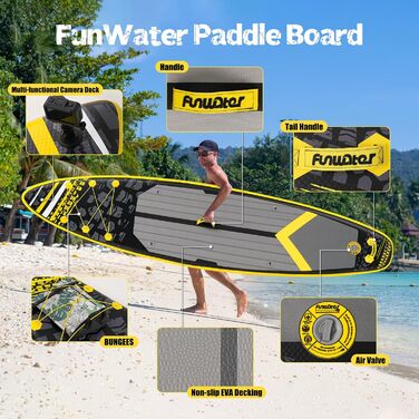 Надувний SUP Борд FunWater 10'6'–11'6' – комплект з аксесуарами для всіх рівнів підготовки