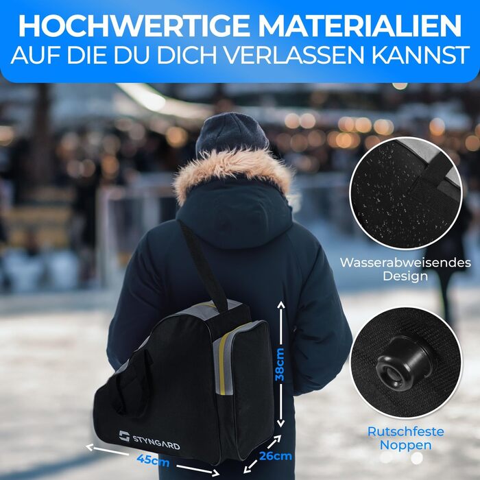 Сумка для ковзанів STYNGARD Montreal (чорно-жовта) - для ковзанів та роликів, міцна тканина