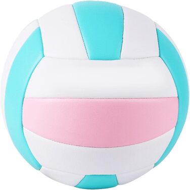 Волейбольний м'яч Perfeclan стандартного розміру 5 для залу, ігор та відпочинку (рожевий, зелений, білий) з насосом