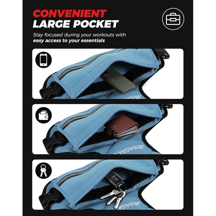 Вага для тренувань BAGAIL: регульована жилетка з відкидними вагами, для силових тренувань, фітнесу та аеробіки (Блакитна, 5.5-8.2 кг)