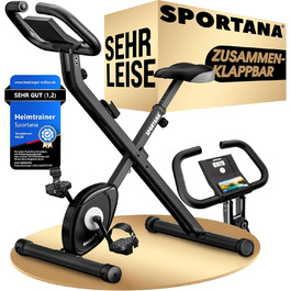 Електровелотренажер SPORTANA® EAGLE 2-в-1: Складаний, з LCD-дисплеєм, регульованою висотою, з фітнес-гумками. Hometrainer, фітнес-велосипед, тренажер для дому