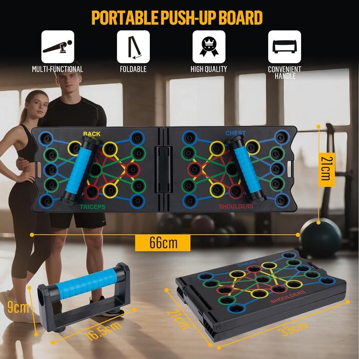 Дошка для віджимань Push Up Board, 24 в 1, складана, портативна, з двома ручками. Багатофункціональний стенд для віджимань. Ефективне тренування м'язів для чоловіків та жінок