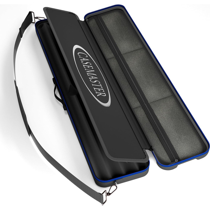Чохол для більярдних київ Casemaster Parallax Guard 2x2, на 2 розбірні киї, міцний поліестер 600D з м'якою підкладкою, чорний з синім