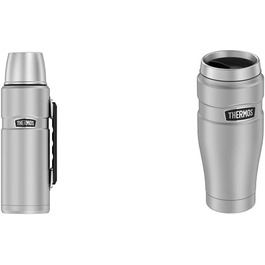 Термос і термочашка THERMOS Stainless King, нержавіюча сталь, 1,2 л + 470 мл, ізольовані, герметичні, для кави, підходять для посудомийки