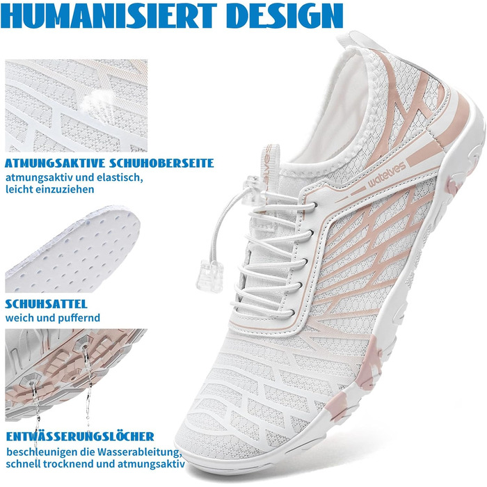 Аквашузи для плавання та серфінгу WateLves: чоловічі та жіночі, швидковисихаючі, унісекс, білі, фіолетові, помаранчеві, 40 EU