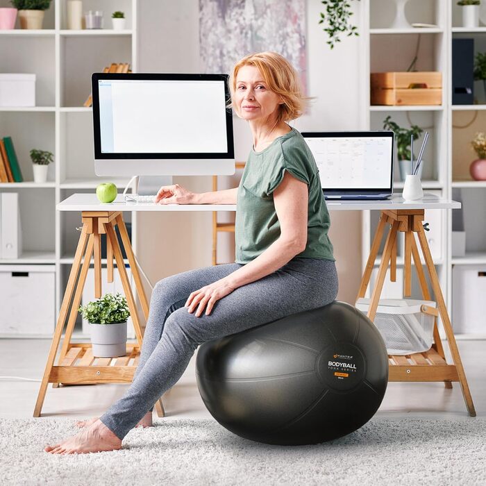 Фітбол MANTRA SPORTS для фітнесу, йоги та офісу. Чорний, розмір L (161-178 см)