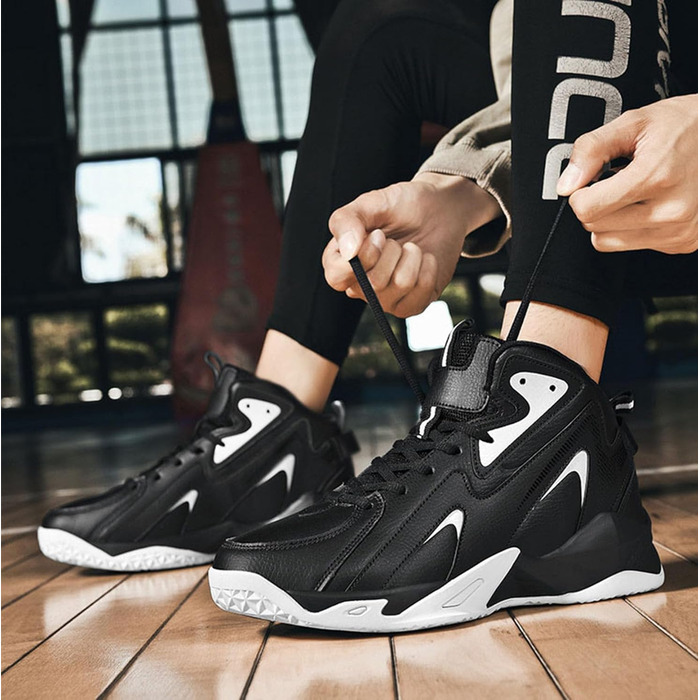 Чоловічі баскетбольні кросівки для занять спортом, дитячі кросівки, кросівки для залу та вулиці, бігові кросівки (47 EU, Чорний) 47 EU Чорний