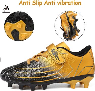 Дитячі футбольні бутси з шипами, професійні, чорно-золоті (35 EU)