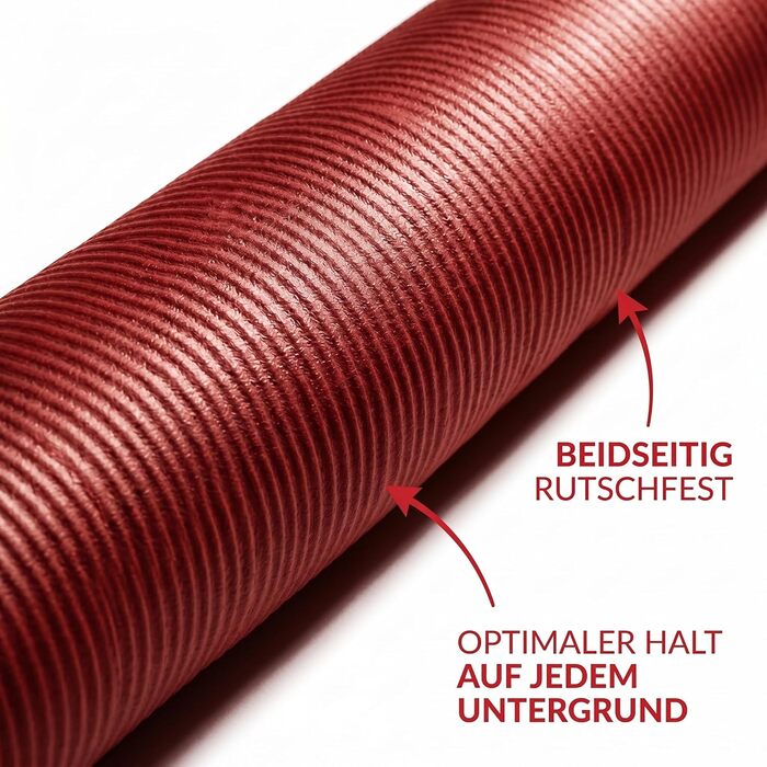 Килимок для йоги NRB Extra Thick (183x61x1.5 см) - Нековзний килимок для фітнесу, пілатесу та гімнастики з ременем для переноски (Червоний)