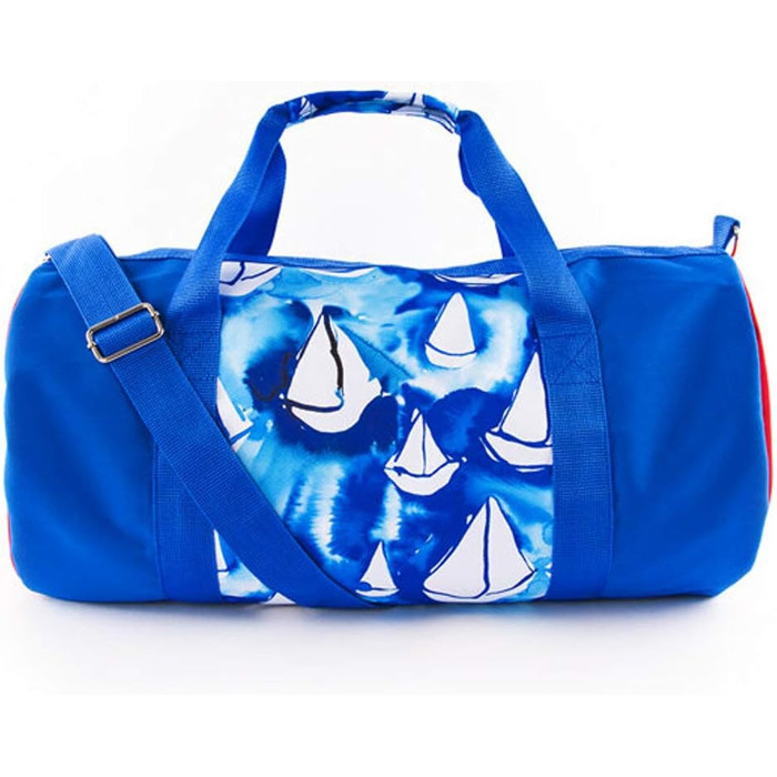 Спортивна сумка Anemoss Marine Collection, циліндрична, поліестер, регульований дуфл-бег з якорним принтом, темно-синя, 37x50 см