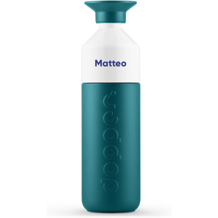 Персоналізований термос Dopper Insulated 580 мл – нержавіюча пляшка для води, кави, чаю, подвійні стінки, зберігає тепло до 9 годин та холод до 24 годин, герметична, колір Green Lagoon