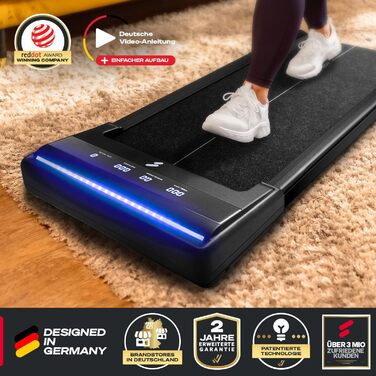 Біговий доріжка Sportstech Walking Pad для дому та офісу, компактний, тихий, з LED-дисплеєм, керування від пульта, сумісний з додатком, sWalk Lite/Lite Plus (чорний)
