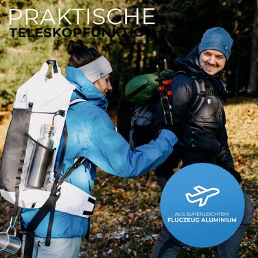 Тeleskop Wanderstöcke від ALPIN LOACKER: Телескопічні трекінгові палиці для ходьби та катання на лижах (алюміній, карбон, корковий грип)