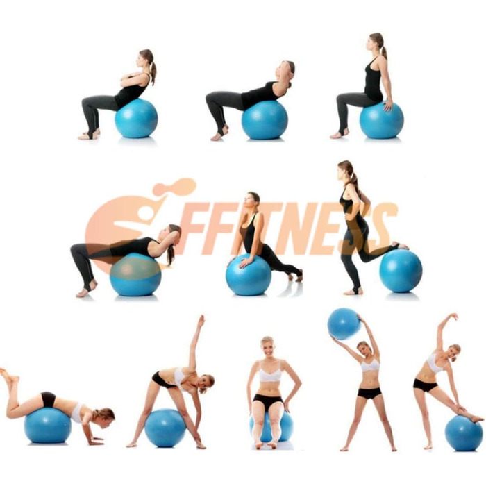 Фітнес-м'яч для вагітних FFitness 95 см, антивибуховий, для гімнастики, пресу, силових та кардіо вправ, синій