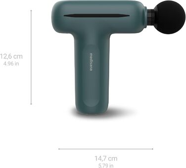 Масажний пістолет Medisana MG 200 Mini з 4 насадками, 5 режимів інтенсивності, смарт-режим, довгий заряд, кейс для зберігання