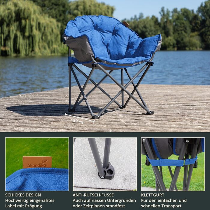 Крісло для кемпінгу Skandika Moonchair XL/Mala: зручне складане крісло з мішком для перенесення | Міцний сталевий каркас | Для дому та відпочинку на природі (Garten, Balkon, Reisen)