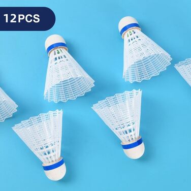 Флінтронік Бадмінтонні м'ячі, 6/12 шт. Нейлонові воланчики для бадмінтону, висока стабільність та довговічність, професійні воланчики для тренувань в приміщенні та на вулиці, відпочинок, спорт. 12 шт. Білі