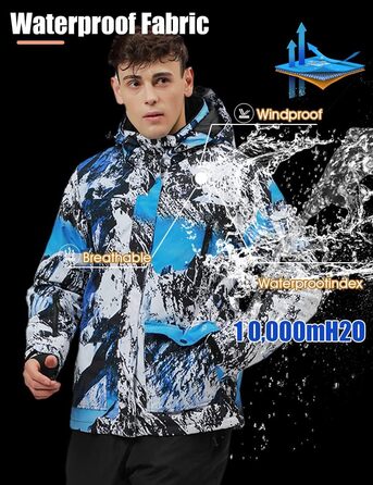 Костюм чоловічий зимовий HOTIAN: комплект куртка та штани для сноубордингу, катання на лижах, походів та альпінізму (L, 2blue+blue)