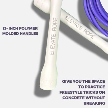 Професійне скакалка Elevate Speed Rope MAX з міцного PVC, нейлонового сердечника, довжина до 3 метрів, чорні/білі ручки (фіолетовий)