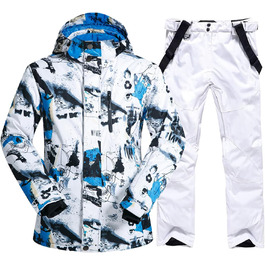 Чоловічий комплект гірськолижний: куртка та штани ALSOGO, водонепроникний, вітронепроникний, з капюшоном, для сноуборду та гірськолижного спорту, колір білий