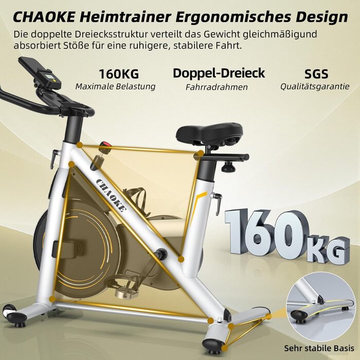 Велотренажер CHAOKE Profi Ultra-Leiser: Ергометр з магнітним опором, V-стабільною основою, м'яким сидінням та вагою до 160 кг