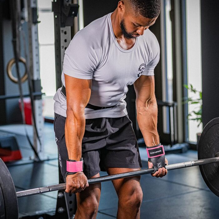 Набір для тренувань з обтяженнями INOVATI: ручки для підйому штанги, Grip Pad для фітнесу та бодібілдингу (рожевий, S)