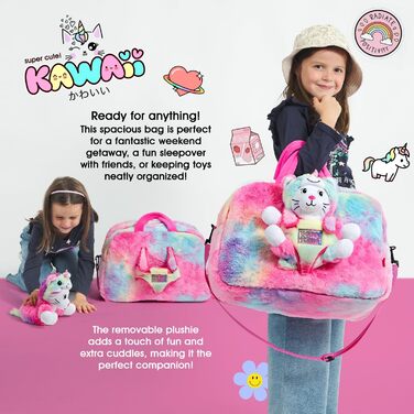 Дитячий рюкзак PERLETTI Kawaii Єдиноріг для дівчаток 3-6 років, знімна плюшева іграшка кішка, м'яка багатоколірна сумка-рюкзак для дитсадка та спорту, веселка
